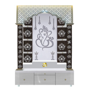 The Temple hub Wooden Temple | Brown Piller Mandir With LED Light Puja Mandir For Home & Office Decor