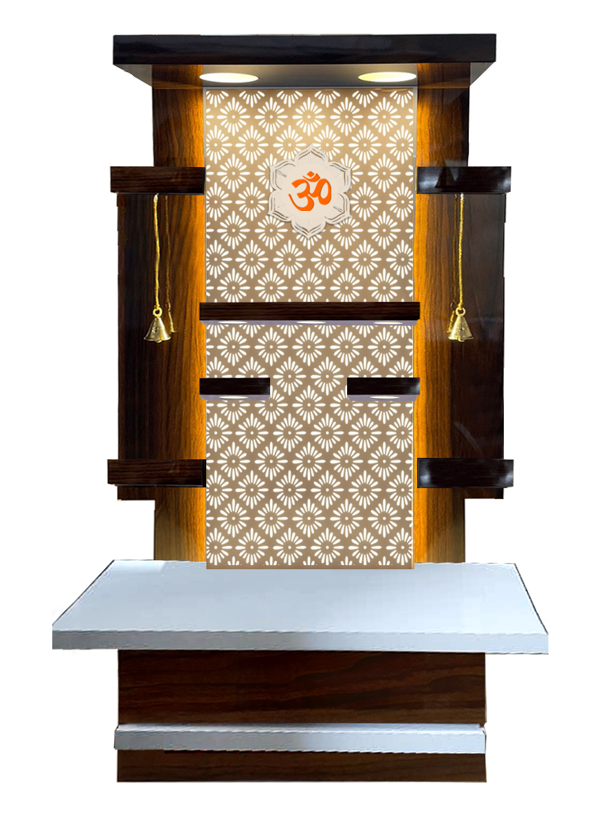 The Temple hub Wooden Temple | Brown Mandir With LED Light Puja Mandir For Home & Office Decor