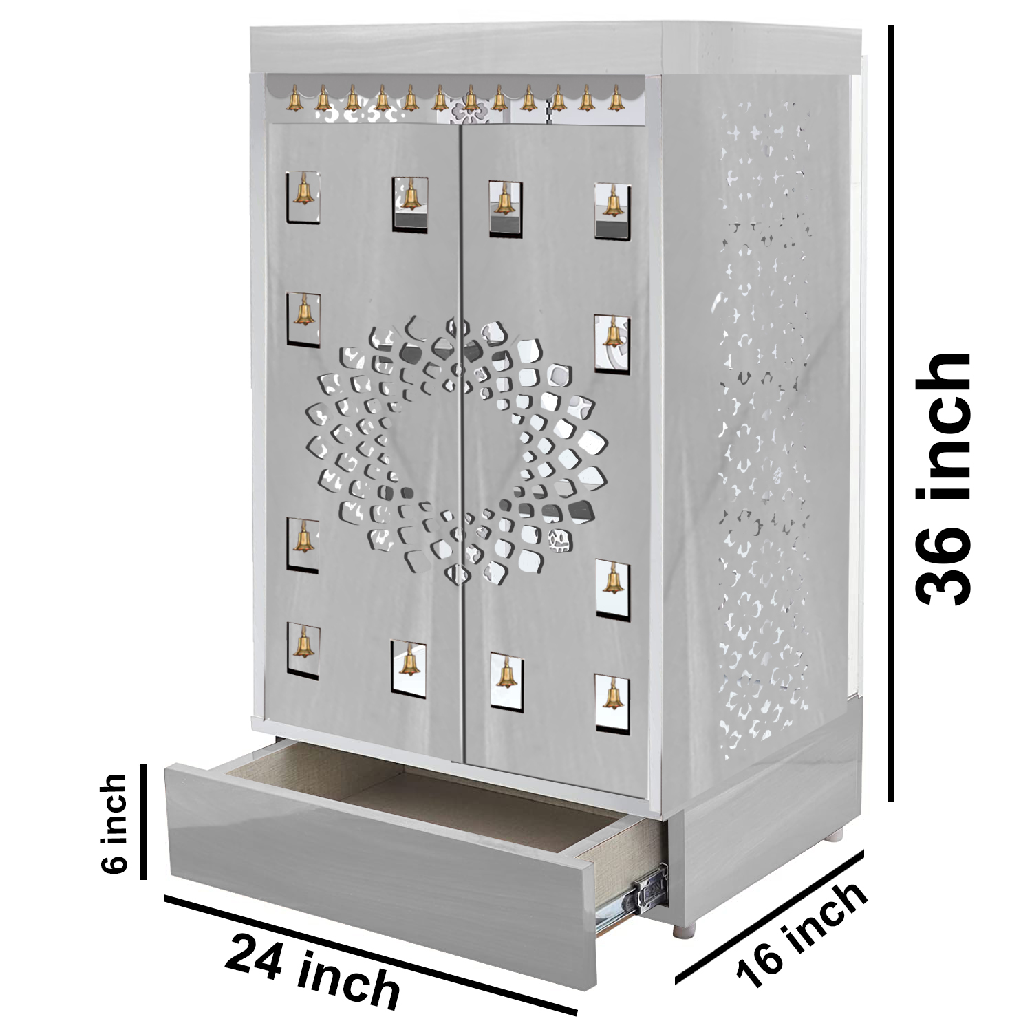 The Temple hub Wooden Temple | White Door Mandir With LED Light Puja Mandir For Home & Office Decor - Image 4