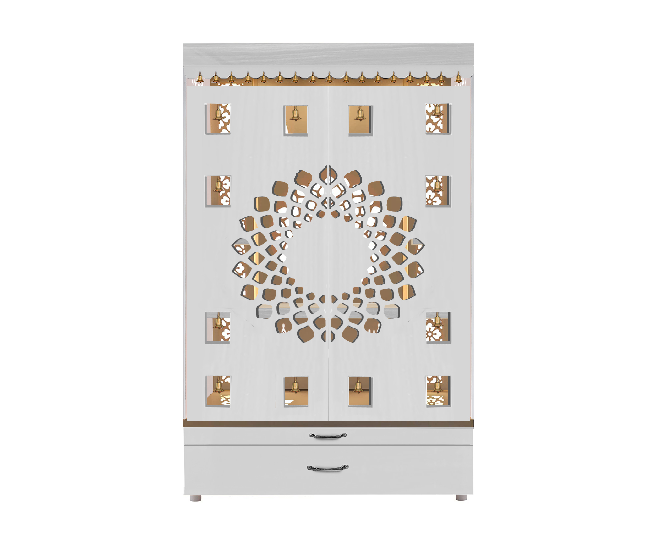 The Temple hub Wooden Temple | White Door Mandir With LED Light Puja Mandir For Home & Office Decor - Image 2