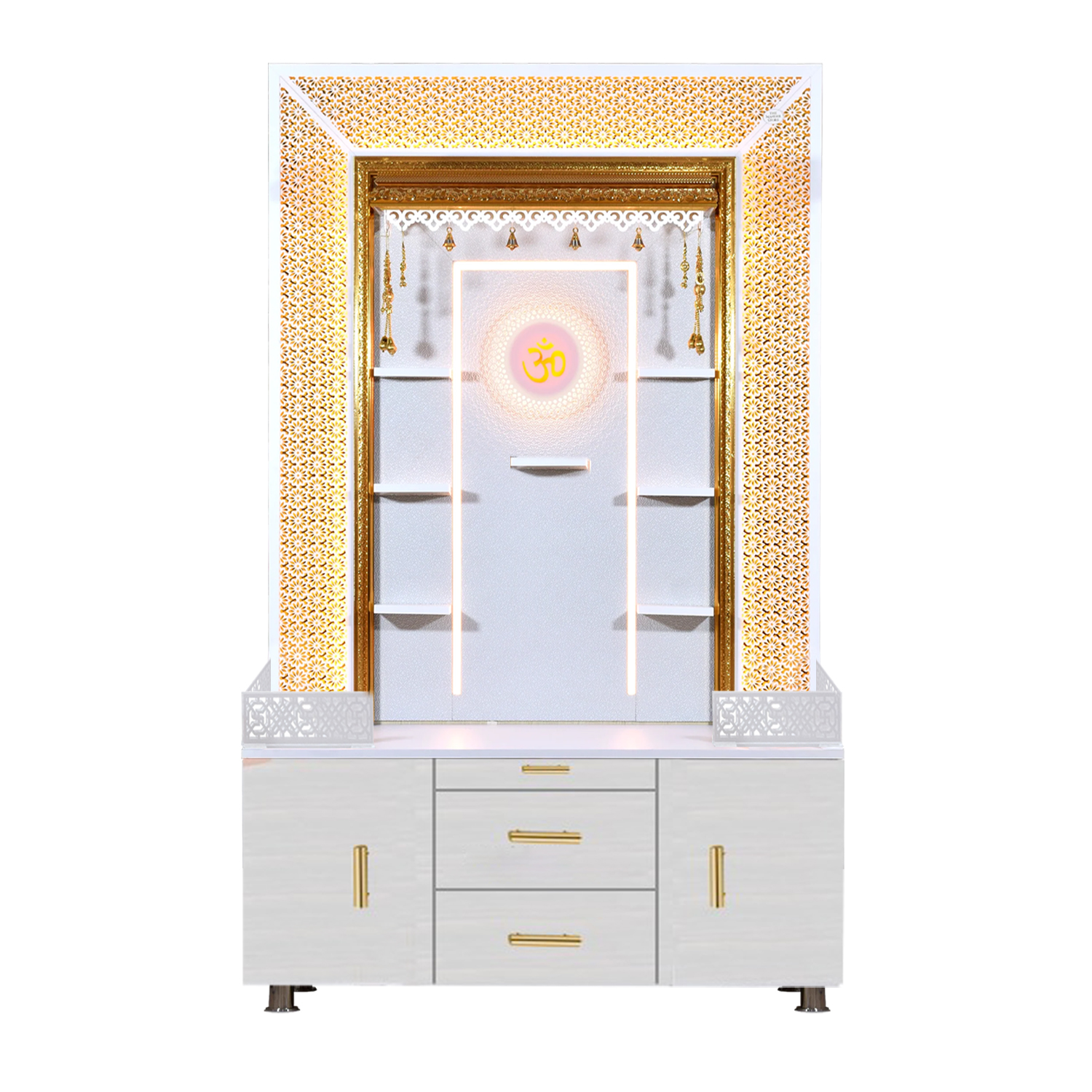 The Temple hub Wooden Temple | White Mandir With LED Light Puja Mandir For Home & Office Decor (Copy)