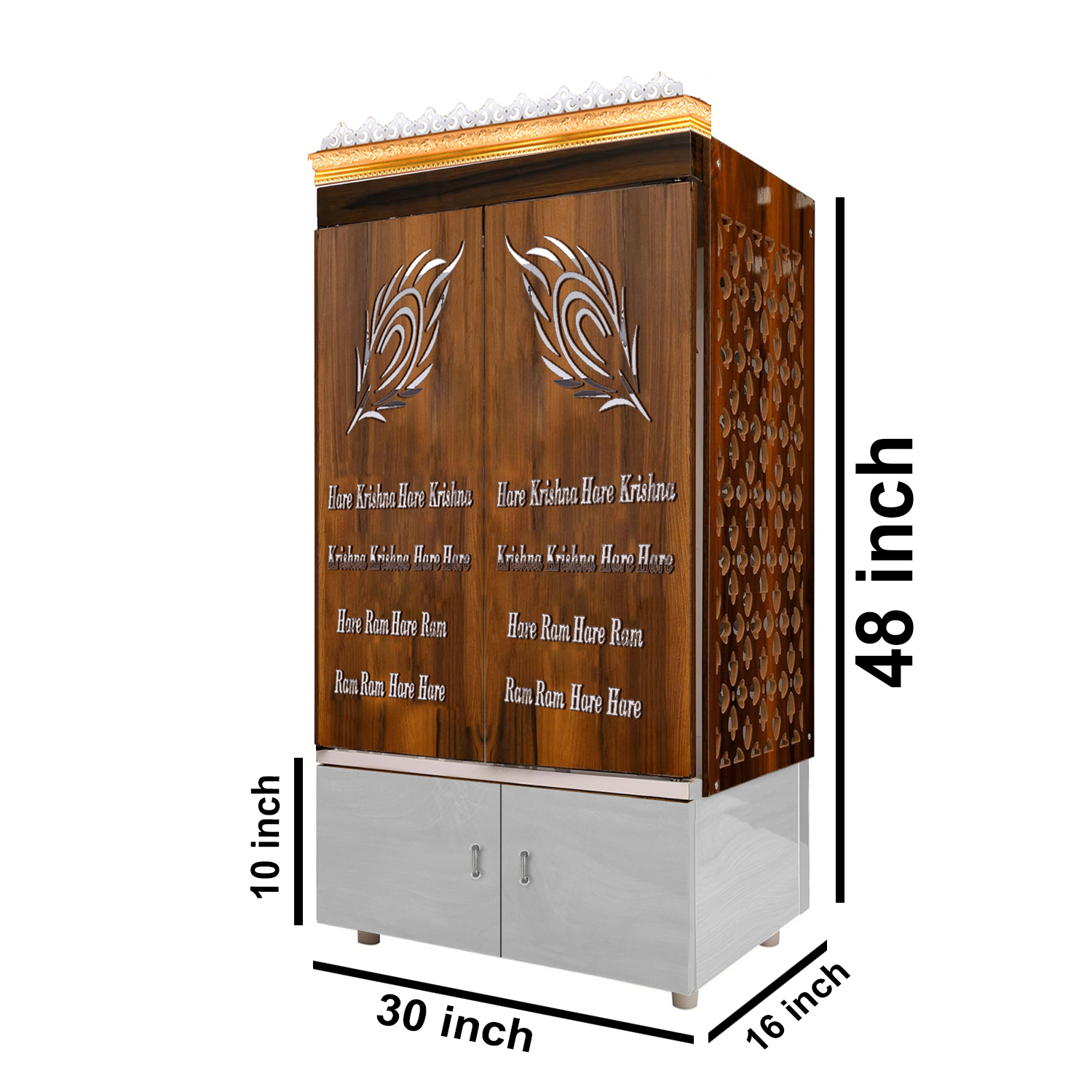 The Temple hub Wooden Temple | Brown Door Mandir With LED Light Puja Mandir For Home & Office Decor - Image 9