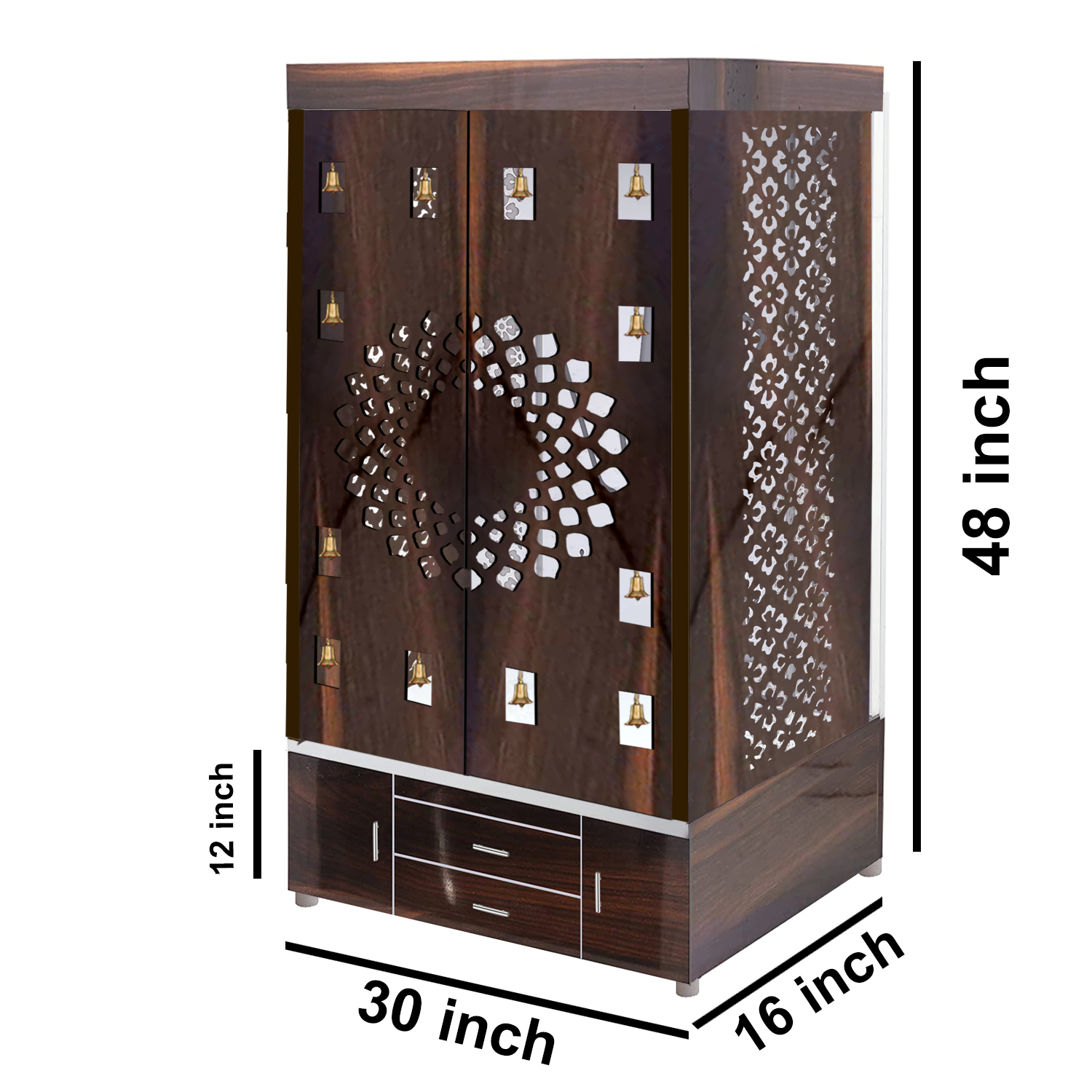 The Temple hub Wooden Temple | Brown Door Mandir With LED Light Puja Mandir For Home & Office Decor - Image 5