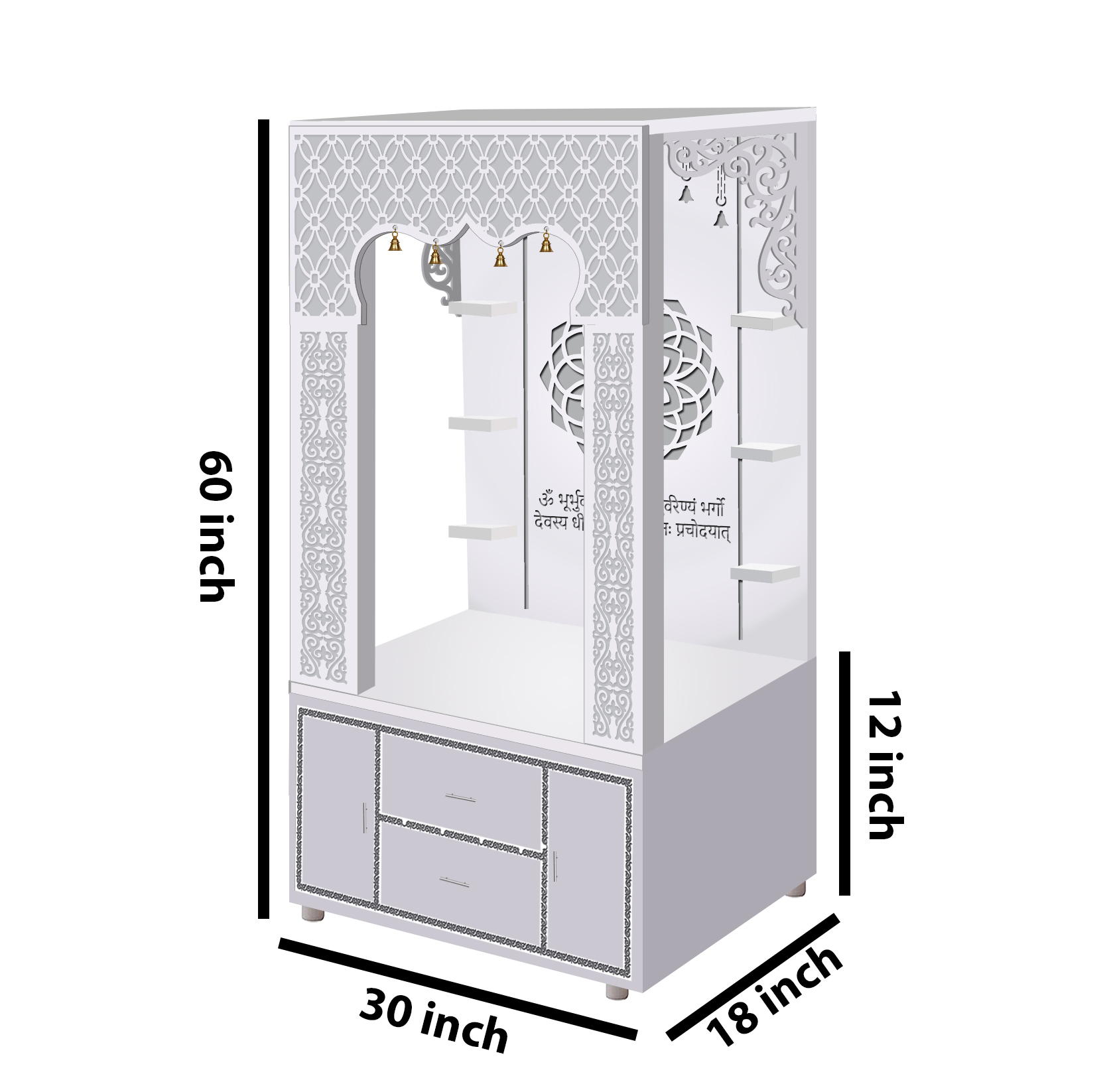 The Temple hub Wooden Temple | White Piller Mandir With LED Light Puja Mandir For Home & Office Decor - Image 8