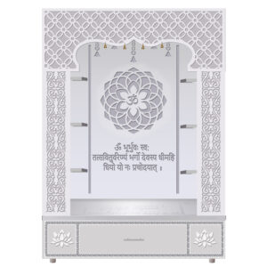 The Temple hub Wooden Temple | White Piller Mandir With LED Light Puja Mandir For Home & Office Decor