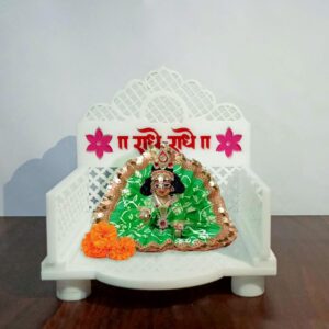 The Temple hub Handcrafted Acrylic Laddu Gopal's Pooja Chowki | Thakur ji Singhasan |Laddu Bal Gopal Small Sinhasan for Pooja Mandir Krishna All Purpose Chowki Size- 5x5x5 inches